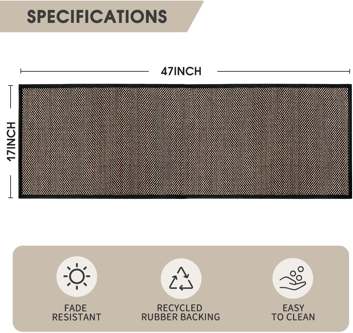 Artoid Mode Washable Non Skid Kitchen Rugs and Mats Doormat, Absorbent Door Mat Rugs for Kitchen Floor Front of Sink Hallway Black 17x47 Inch