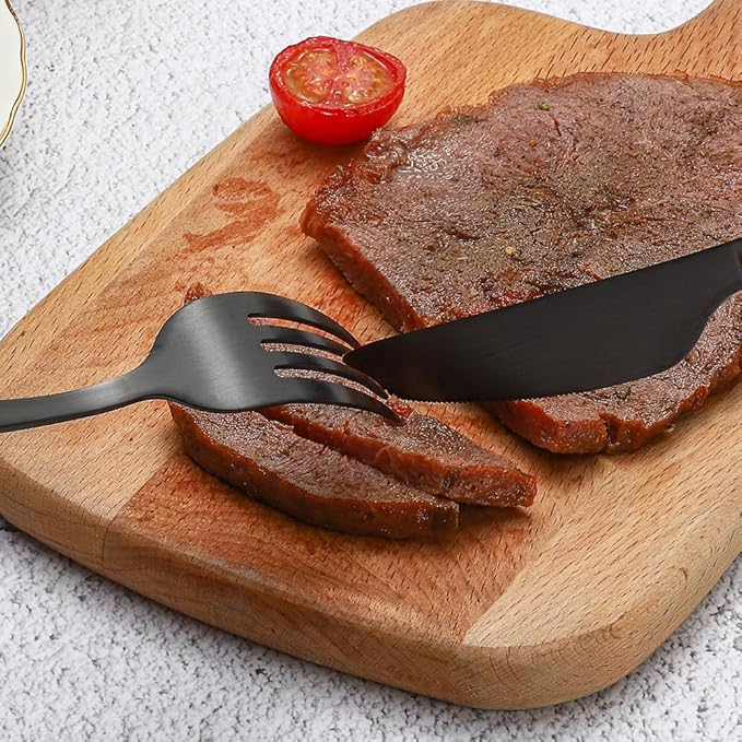 60 Piece Black Silverware Set, Stainless Steel Flatware Set for 12, Kitchen Utensil Set with Comfortable Handle,Tableware sets Include Spoons Forks Knives, Dishwasher Safe