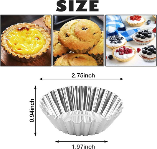 35Pcs Mini Tart Pans Egg Tart Mold, 2.75" Aluminium Mini Pie Tins Reusable Tart Pans for Baking