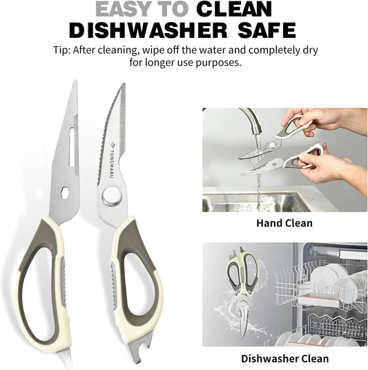 Kitchen Shears Heavy Duty Kitchen Scissors with Magnetic Sheath Holder, Dishwasher Safe Scissor, All Purpose 9-inch Scissors, Detachable, Serrated Blades, Bottle Opener function included (1 Pack)