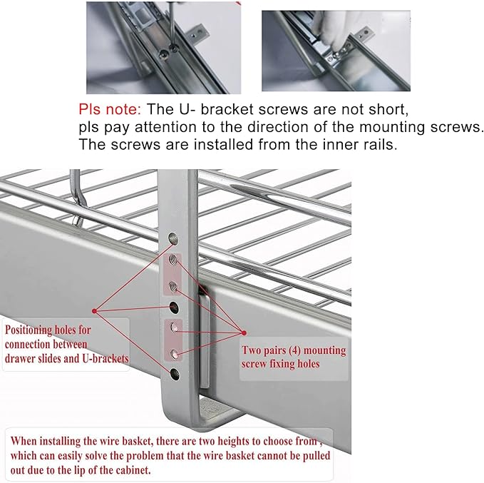 DINDON 2 Tier Pull Out Cabinet Organizer (20" W X 18" D), Double Tier Wire Basket Slide Out Shelf Storage for Kitchen Base Cabinet Organization for Kitchen, Pantry, Bathroom, Chrome