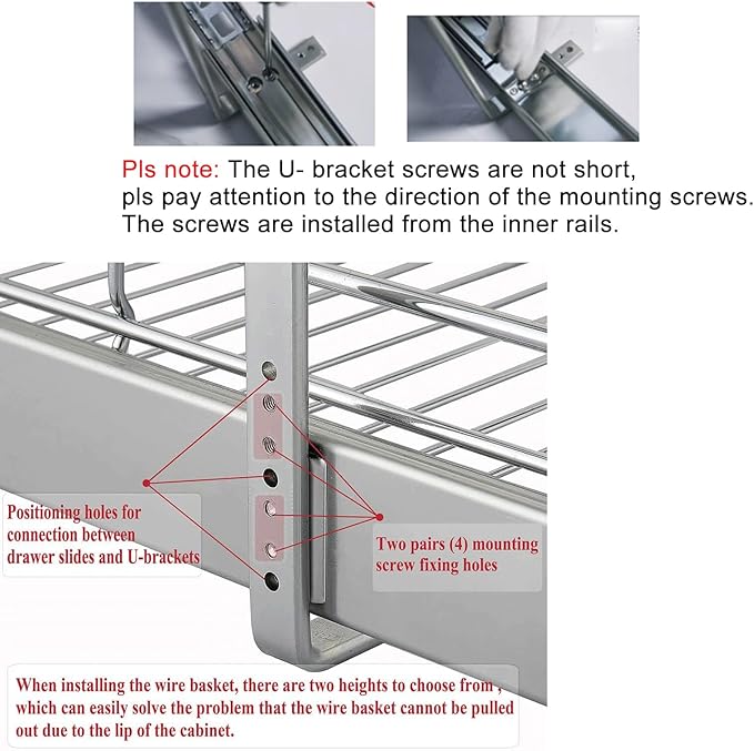 DINDON Pull Out Cabinet Organizer (14" W X 21" D), Cabinet Pull Out Shelves, 2 Tier Pull Out Drawers for Kitchen Cabinets, Wire Basket Slide Out Shelf for Cabinet Organization in Kitchen, Pantry