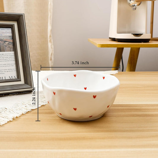 Koythin Ceramic Cereal Bowl, Cute Flowers Pattern Kitchen Bowls for Cereal, Salad, Pasta, Soup, Dessert, Serving, Home Decor, Microwave and Dishwasher Safe (Little Love)