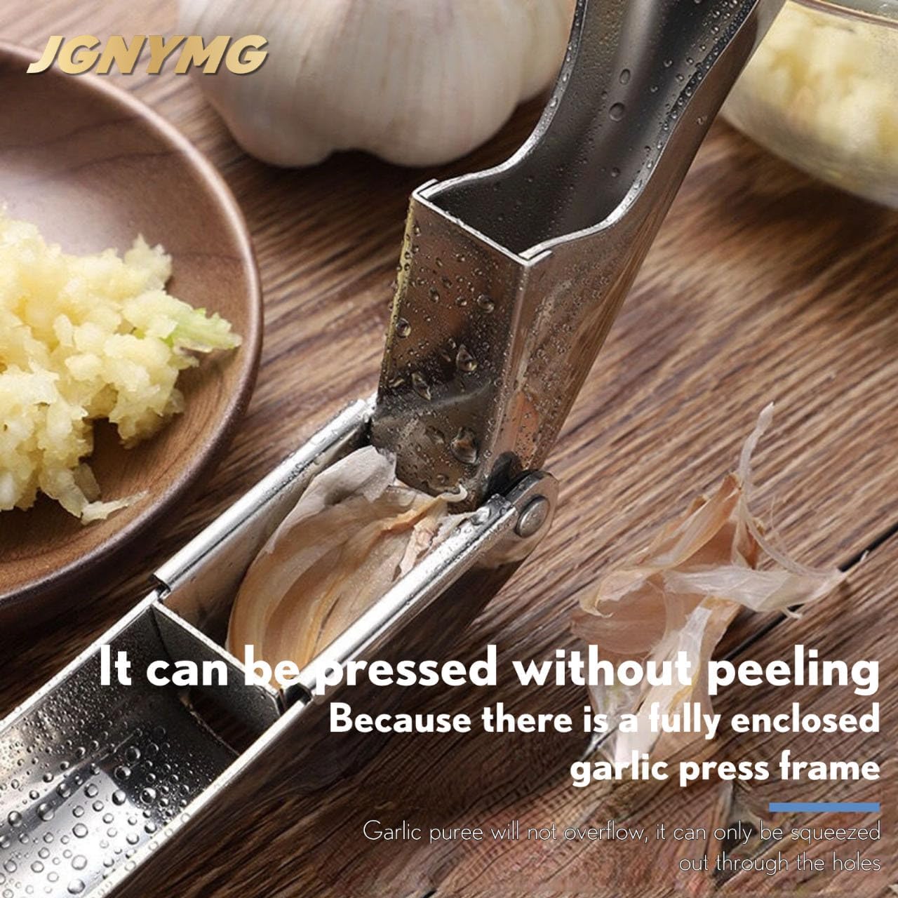 Garlic Press Stainless Steel,Premium Garlic Mincer Tool,Heavy Duty Professional garlic grinder, No Need to Peel Garlic Ginger Crusher,Easy Clean, Dishwasher Safe & Rust-proof