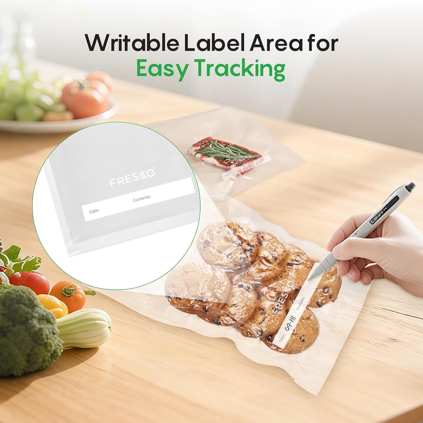 FRESKO Vacuum Sealer Bags, 150 Gallon 11" x 16" and Quart 8" x 12" and Pint 6" x 10" BPA Free PreCut Bag, Commercial Grade Food Vac Bags for Storage, Meal Prep or Sous Vide