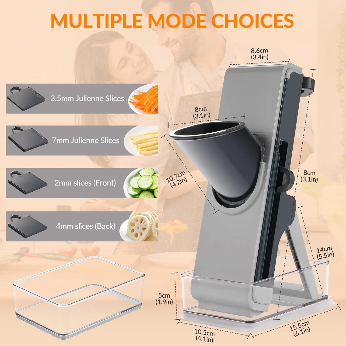 Safe mandoline slicer for kitchen, FEICO multifunctional vegetable cutter mandolin chopper for vegetable veggie potato