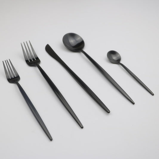 20-Piece 18/10 Stainless Steel Flatware Set, Serive for 4, With Fork Spoons Knife Teaspoon Dessert Fork for Home Kitchen Restaurant Hotel (Luxury Black)