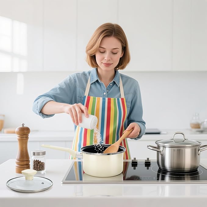 ZOOFOX Ceramic Sauce Pan with Lid, 1.5 Quarts Nonstick Small Cooking Pot with Stay-Cool Handle, Kitchen Non Toxic Soup Pot for Multipurpose Use, PTFE, PFOA and PFAS Free, Compatible All Stovetops