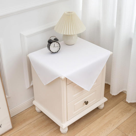 sancua 2 Pack Small Square Tablecloth 24 x 24 Inch White, Stain and Wrinkle Resistant Washable Polyester Table Cloth Decorative Solid Fabric Table Cover for Nightstand End Bedside Tables