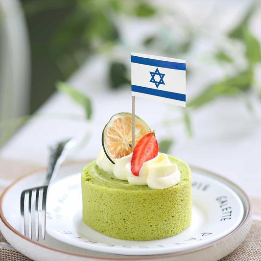 100 Pcs Israel Flag Israelis Toothpick Flags, Small Mini Stick Cupcake Toppers Israelis Flags