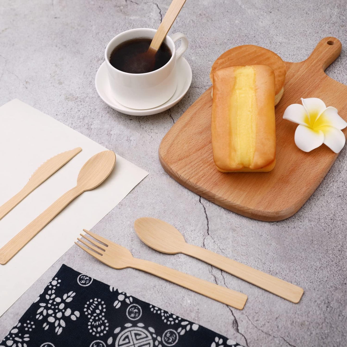 Bamboo Utensils -300 PK (100 Forks 100 Spoons 100 Knives) 6.7" Bamboo Compostable Forks Spoons Knives Disposable Bamboo Cutlery Set Biodegradable Eco Friendly Flatware Renewable Utensil