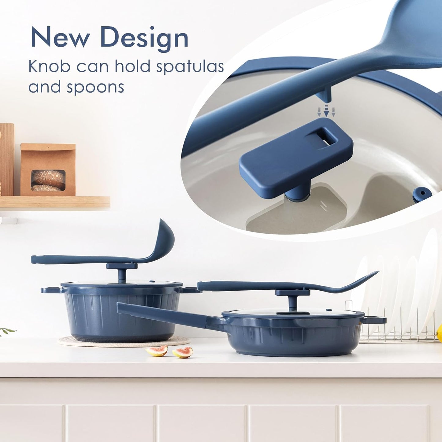 SENSARTE Ceramic Cookware Set Non-toxic 14 Pcs, Nonstick Pots and Pans Set, Dishwasher Safe Induction Cookware, Healthy Kitchen Cooking Set, PFOA/PFAS/PTFE Free