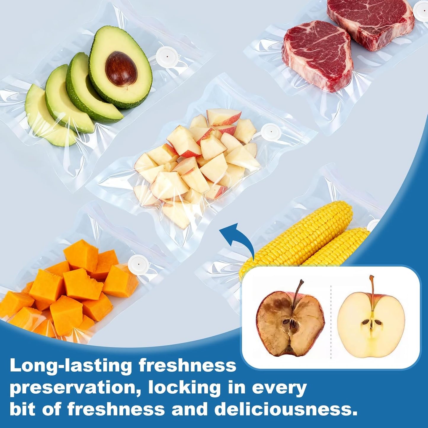 Vacuum Sealer Bags with Air Valve,8 PCS 10"×11" Reusable Vacuum Seal Bags,BPA-Free Heavy Duty Food Storage Bags for Food Storage, Cooking.