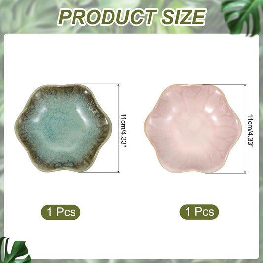 uxcell 2Pcs Ceramics Jewelry Plate, Lotus Leaf Shape Key Holder Bowl for Entryway Table Decor Small Ring Tray Dish Gift for Women Girlfriend, Pink/Green