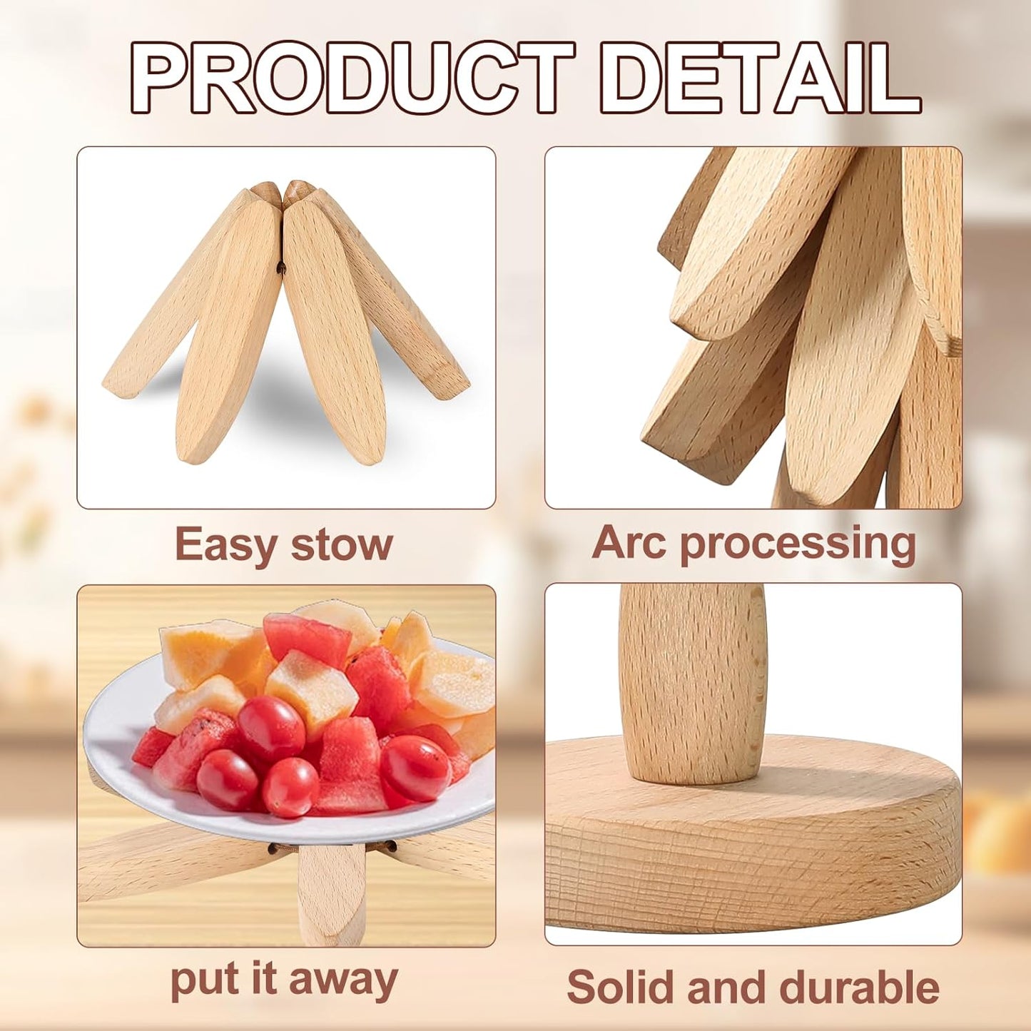 Wooden Trivets for Hot Dishes, Tree Shape Set, 4 Wooden Trivets + 1 Stand Stored Like a Christmas Tree, Beech Wood Trivet for Hot Pots, Pans, Bowl, teapot 2 Pack Christmas Decoration