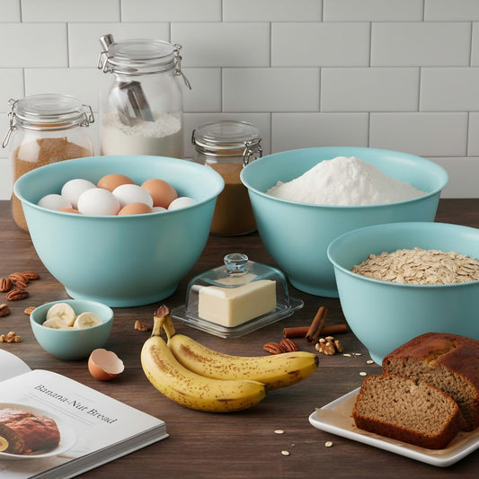 TP Large Mixing Bowl Set with Lids, Melamine Nesting Bowls Set for Pasta Baking Salad Mixing, Set of 3, Glossy Turquoise