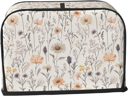 Toaster Cover 2 Slice Vintage Botanical Flower Leaf Kitchen Small Appliance Covers with Pockets Dust and Fingerprint Protection
