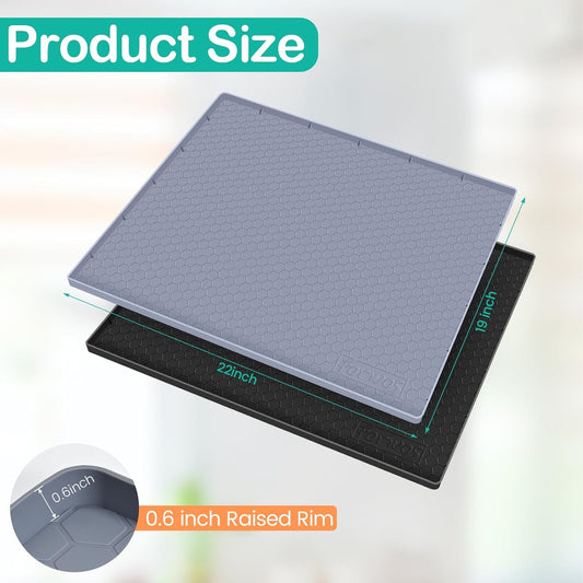 Waterproof Under Sink Mat 22" x 19", Silicone Cabinet Liner, Rubber Protector for Kitchen and Bathroom, Keeps Cabinets Clean, Dry, and Organized (Grey)