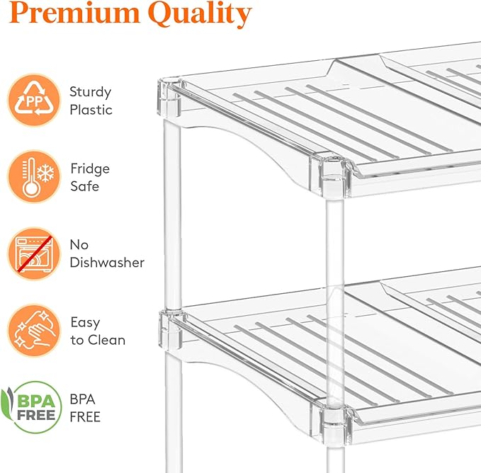 Lifewit Stackable Water Bottle Storage Organizer, Clear Freestanding Wine Bottle Holder for Cabinet, Tumbler Cup Organizer, Plastic Large Compartment Wine Rack for Fridge Cellar, 3Tier Hold 9