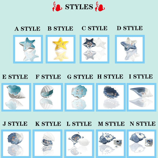 Shell Jewelry Dishes for Women Ceramic Key Bowls for Entry Table Jewelry Holder Trinket Tray Jewelry Plate Small Key Bowl for Entryway Table Table Decoration Supplies (H STYLE)