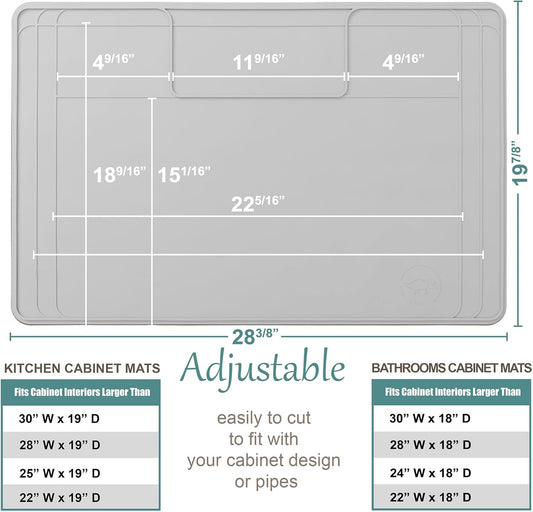 The Original Under Sink Mat - Adjustable Silicone mat, Waterproof Under The Sink Bathroom Vanity Mat, Under sink mats for kitchen waterproof - 28" x 19" or smaller