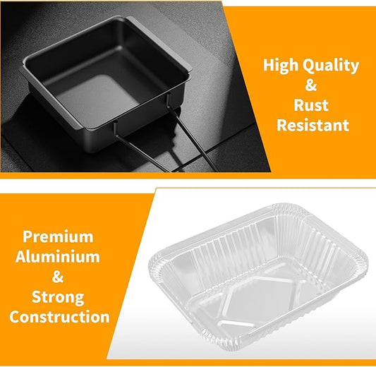 GARNETIN Nexgrill Grill Drip Pan & Grease Catcher Cup Set with 15 Aluminum Foil Liners - Nexgrill Replacement Parts, Nexgrill Grease Tray