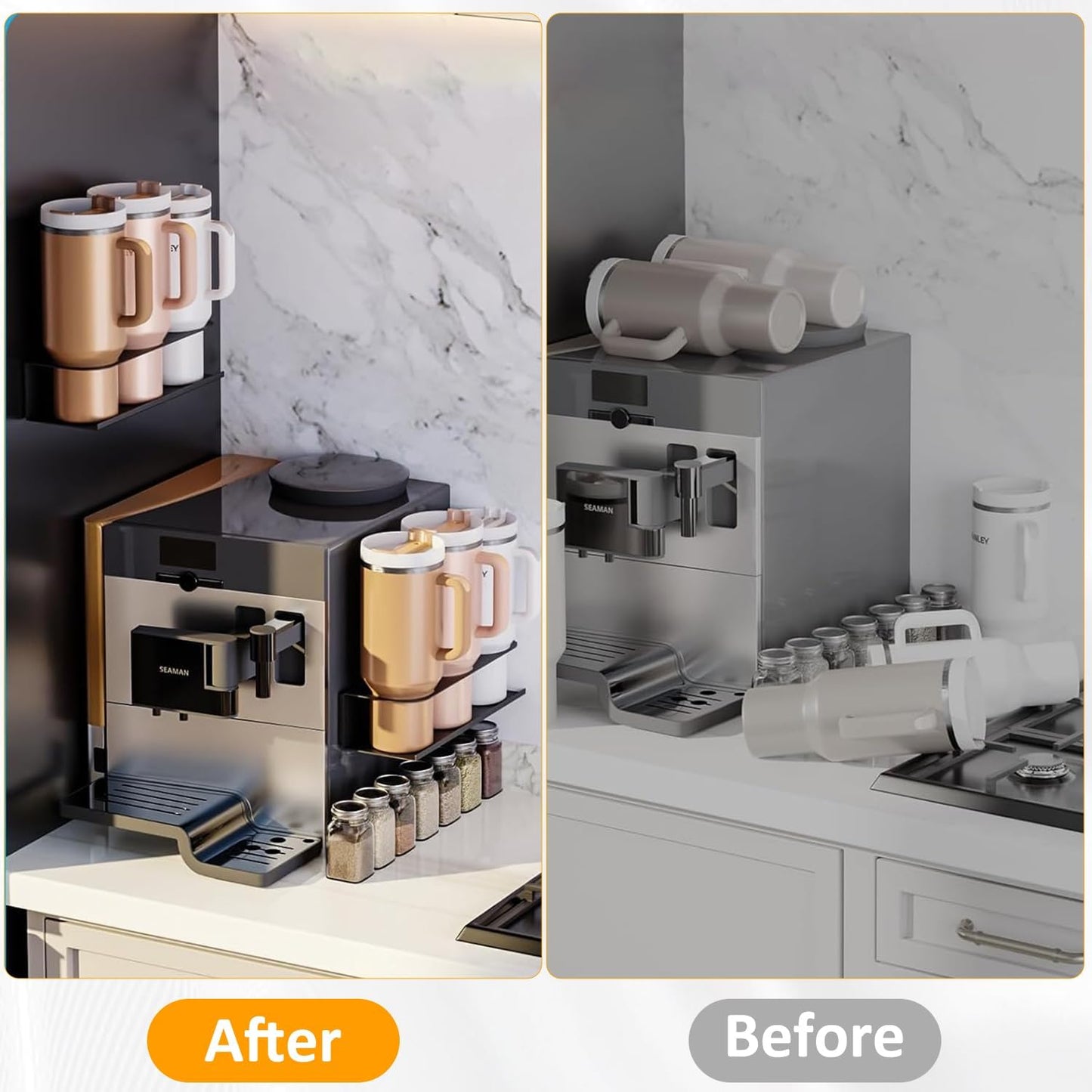 Magnetic Cup Holder for Stanley 30/40 oz Water Bottles-2 Pack, Tumbler Organizer for Stanley Cup, Strong Magnetic Storage Organizer Holder, Flexible Disassembly, for Kitchen, Refrigerator