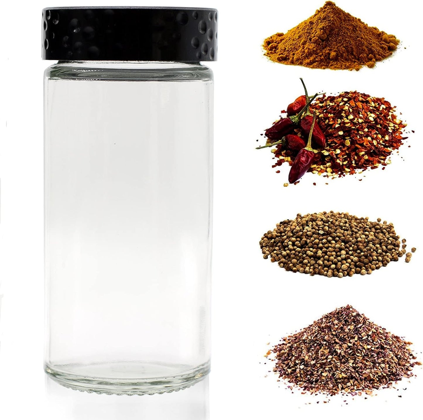 6pcs Black Spice Jars, 3 oz Glass Seasoning Bottles, Spices Container, Empty Spice Jars,Round Spice Bottles with Airtight Plastic Caps with Shaker Lids