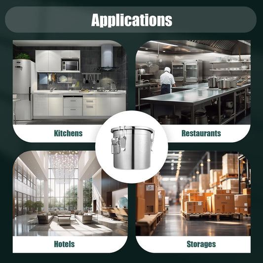 12L Stainless Steel Storage Bucket, Food Storage Containers With Lids and Sturdy Locking Clamp, 10-21lbs Metal Storage Bucket for Rice, Flour, Grain, Coffee Bean(12L)