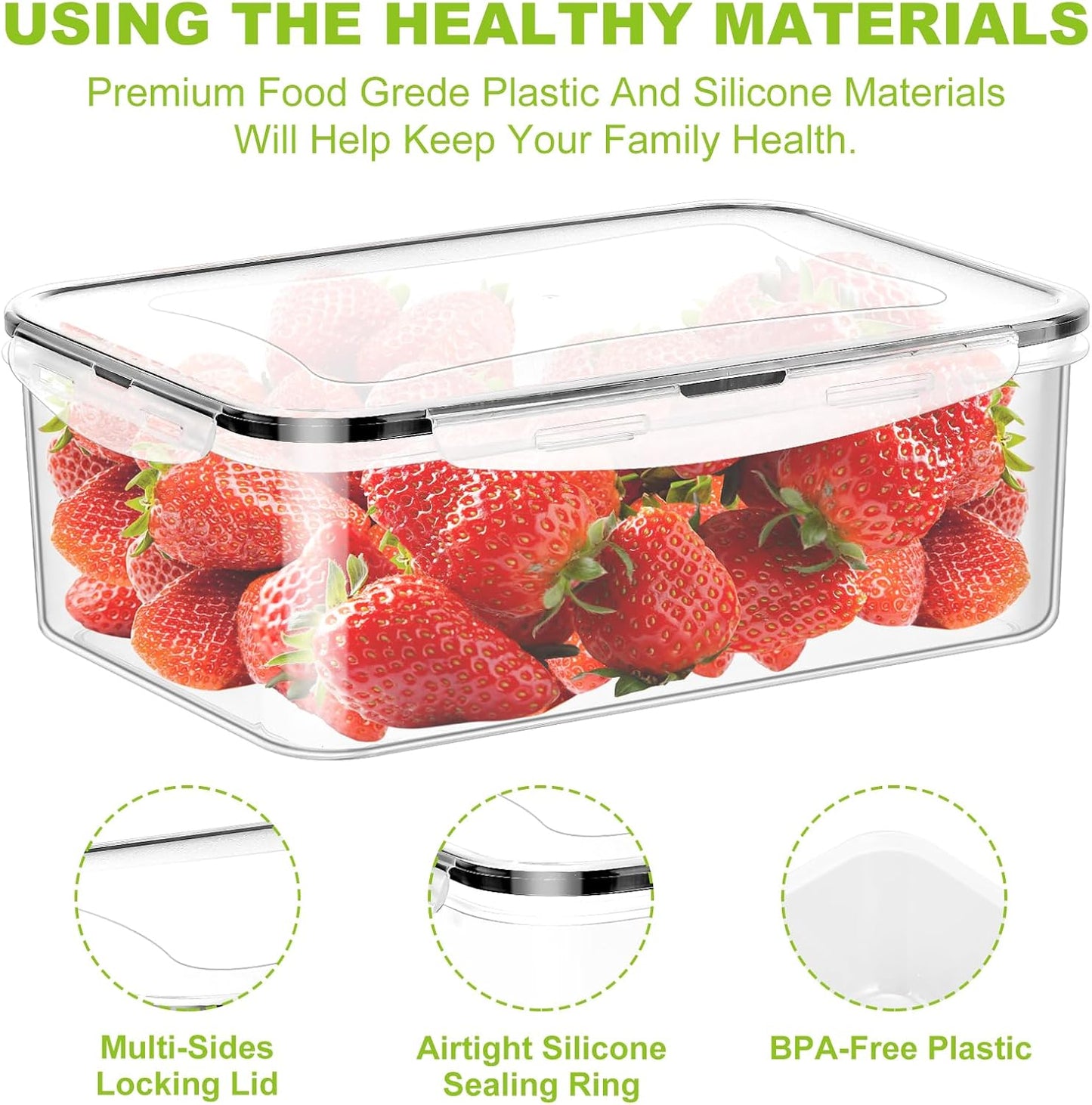 Meal Prep Containers 5pc, Food Storage Containers with Lids BPA Free Plastic, Food Storage Containers Airtight Leakproof Stackable Transparent Dishwasher & Freezer Safe(300-2800ml)
