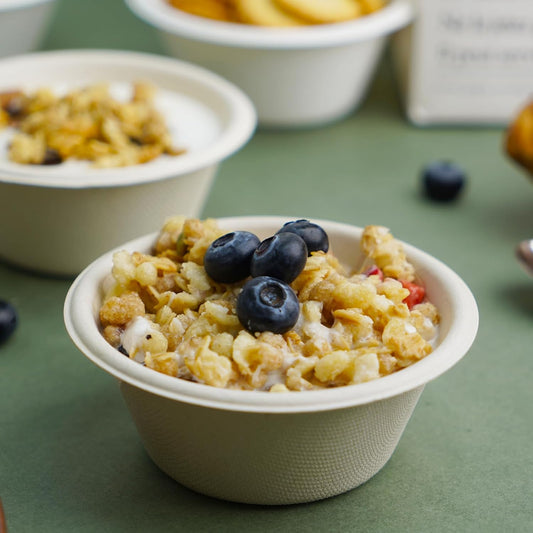200 Count 8 oz Paper Bowls, Small Disposable Compostable Bowls, Heavy Duty Biodegradable Sugarcane Bagasse Bowl for Snacks, Fruits, Desserts, Natural