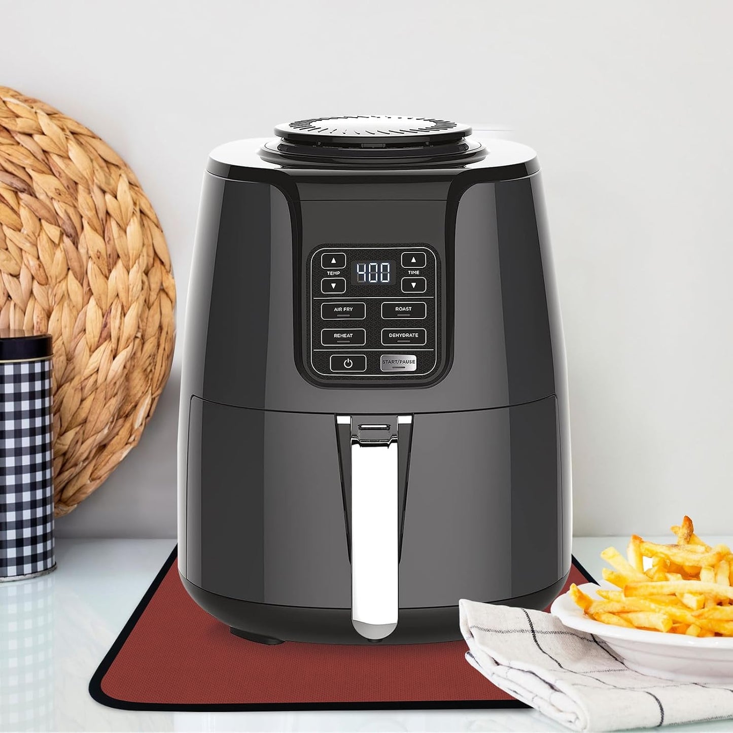 Heat Resistant Mat for Air Fryer, 16 x 24in Heat Resistant Mat for Countertop, Fireproof Silicone Countertop Protector Appliance Slider Mat for Air Fryer, Coffee Maker, Toaster, Oven (Red)