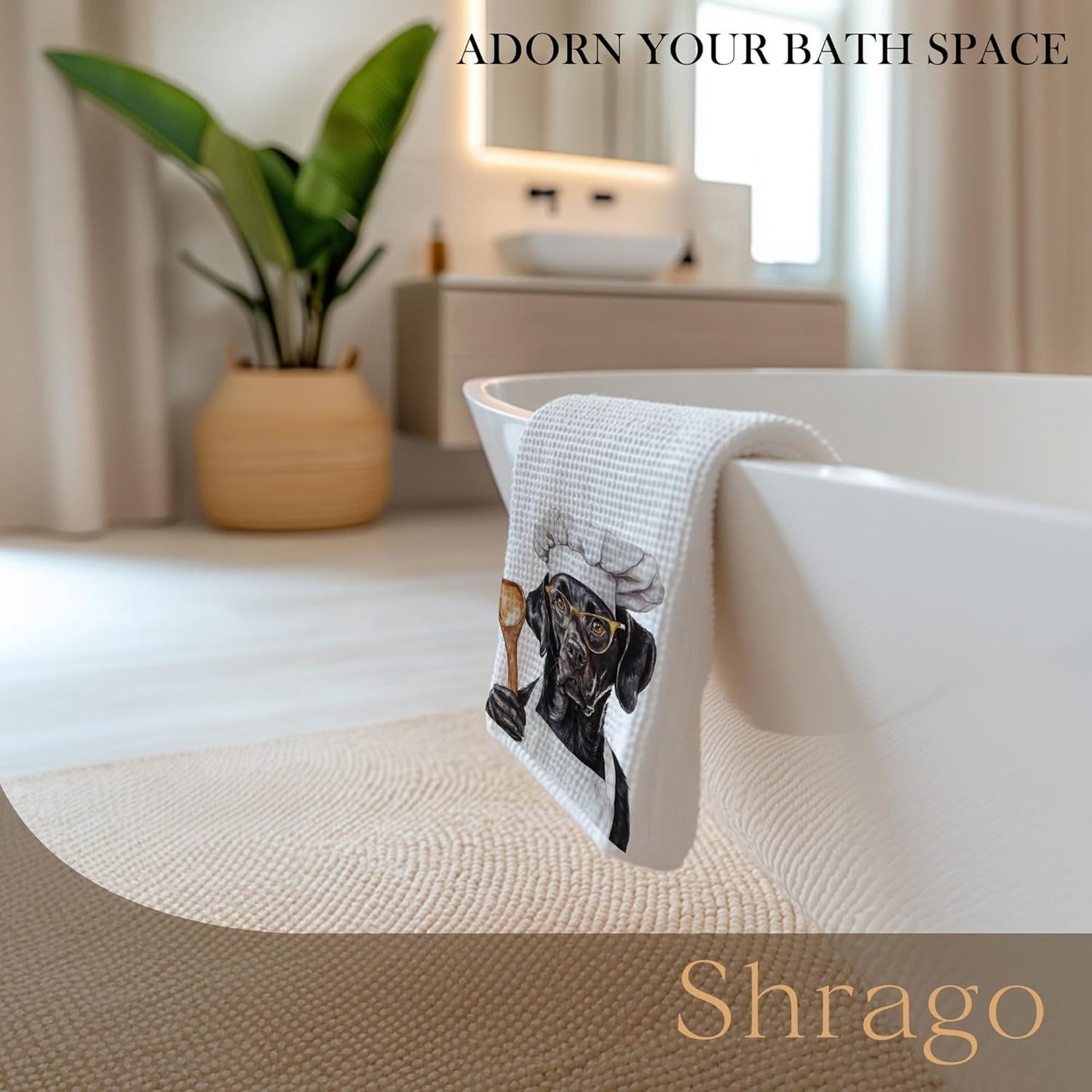 Funny Black Labrador Retriever Kitchen Towels, Black Lab Gifts for Women Men Dish Tea Towels for Kitchen, Gifts for Labrador Dog Lovers Decorative Hand Towels, 16x24 Inch