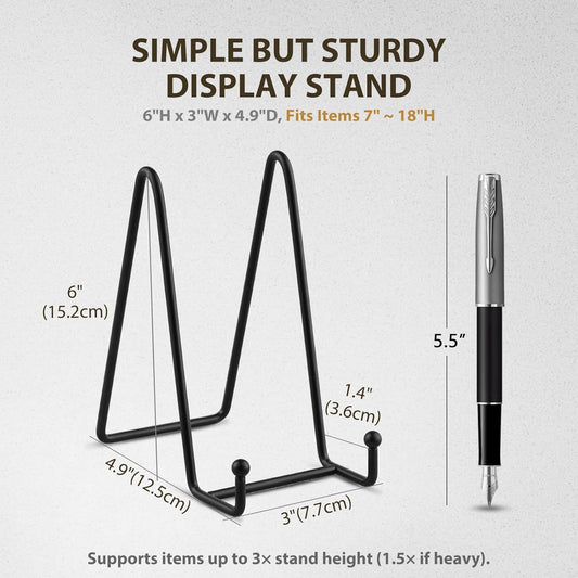 LIONWEI LIONWELI Plate Stands for Display - 6 Inch Metal Easels 2 Pack - Sturdy Tabletop Holders for Decorative Plates, Picture Frames, Books, Tablets, Vinyl Records & More - Black