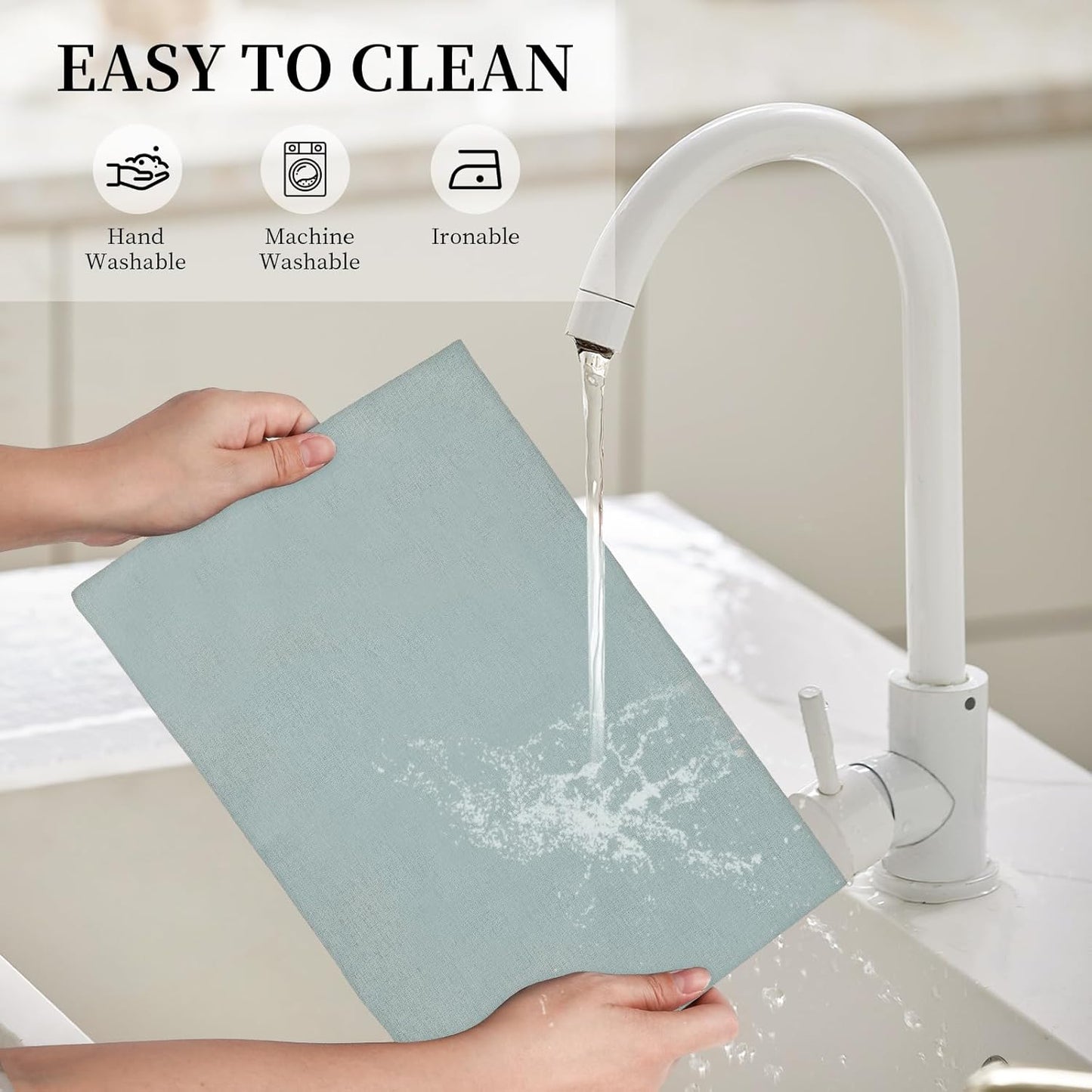 Placemats Set of 6 Linen Type Fabric Cloth Placemats, 19 x 13 Inch Double Layered Thick Wrinkle Free Heat Resistant Table Place, for Dining, Kitchen, Party (Light Gray, 48 * 33cm)