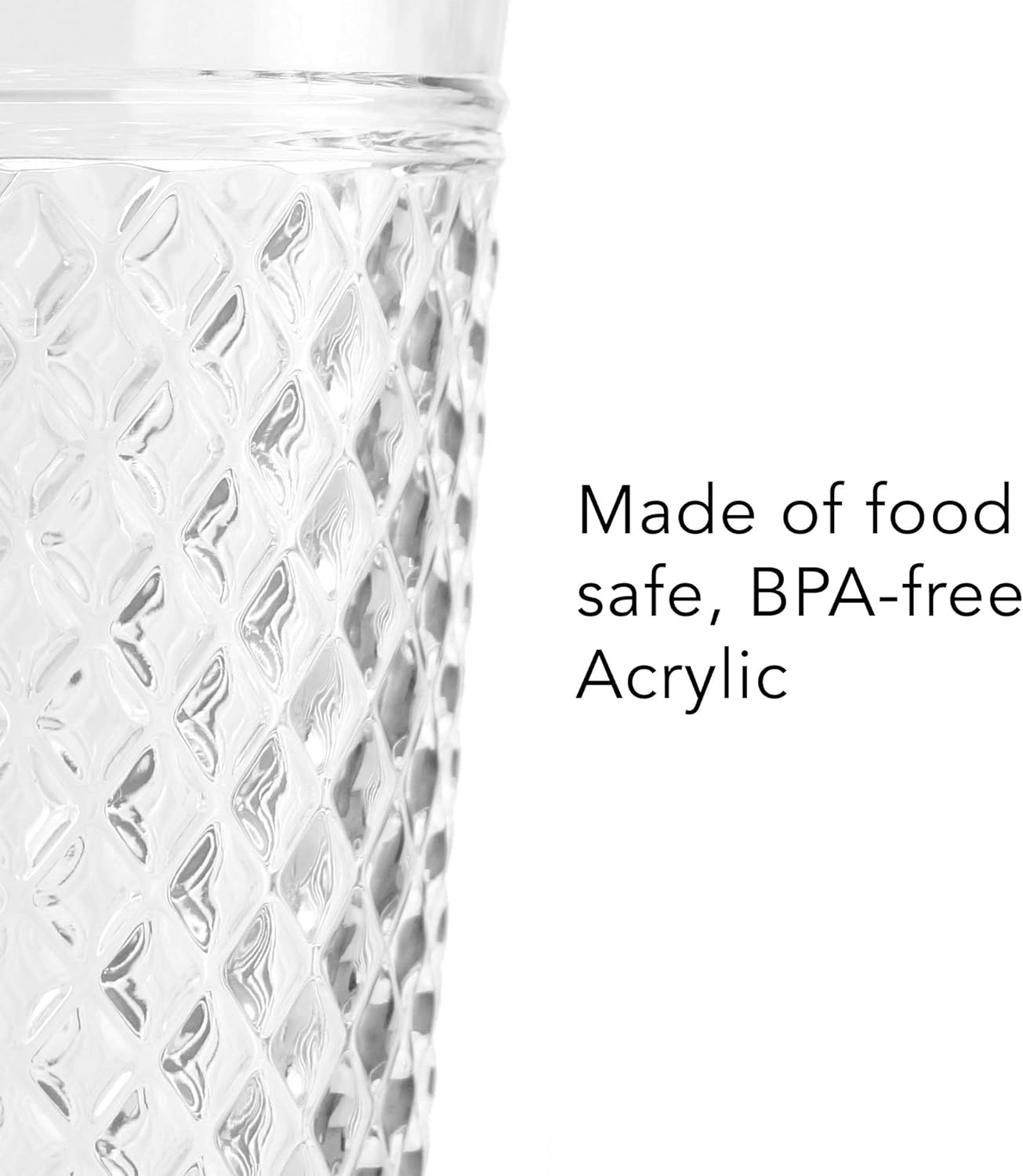 PG Plastic Wine Glasses 15oz - Set of 4 Clear Acrylic Water Glasses - Plastic Tumblers, Safe & Reusable, Drinkware for Indoor & Outdoor Glassware