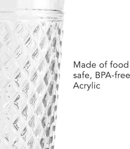 PG Plastic Drinking Glasses 20oz - Set of 4 Clear Acrylic Water Glasses - Plastic Tumblers, Safe & Reusable, Drinkware for Indoor & Outdoor Glassware