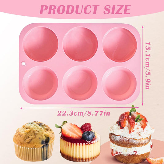 2 Pack Silicone Muffin Pans for Baking, Mini Cupcake Pans 6 Cups, Mini Muffin Pans Nonstick, Silicone Baking Cupcake Molds for Making Muffins, Cakes and Tarts