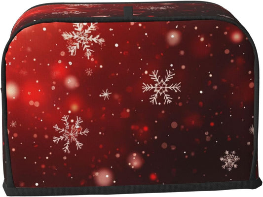 Toaster Cover 2 Slice Red Christmas Snowflake Xmas Glitter Kitchen Small Appliance Covers with Pockets Dust and Fingerprint Protection