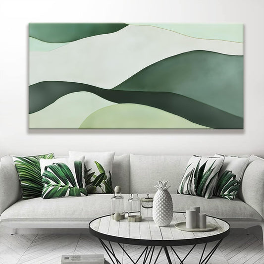 Suconvng Large Abstract Wall Art For Living Room Decor Green White Wall Art Irregular Shapes Painting Prints Minimalist Abstract Art Modern Canvas Art Wall Decor For Bedroom Kitchen Office 29" × 58"