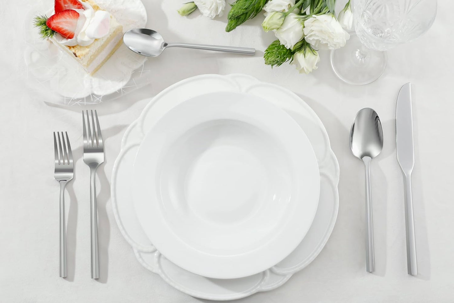 DEACORY Silverware Set Flatware Set Stainless Steel Cutlery Set Silver Mirror Finished Hexagon Handle 5 Pieces Service for 1