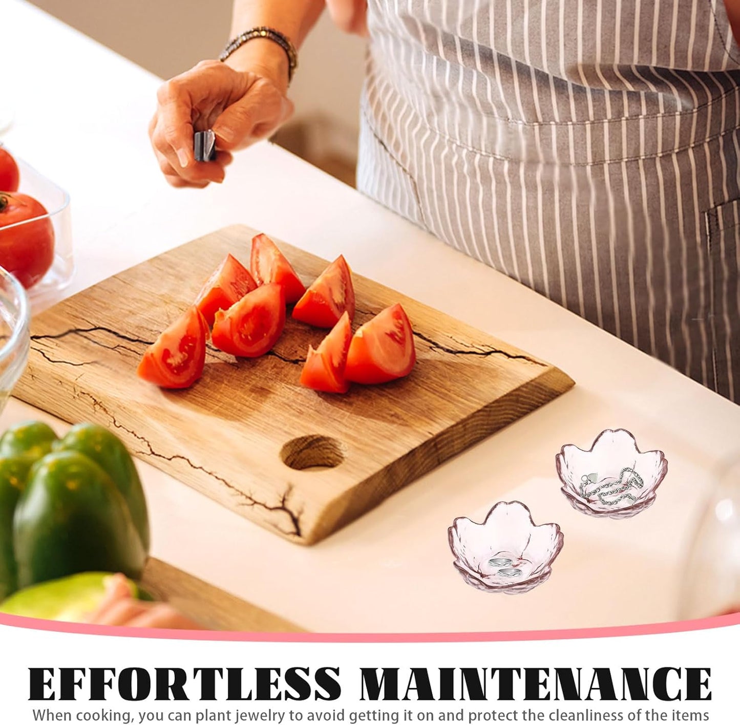 4 Pack Ring Dish Jewelry Tray, Small Glass Trinket Dish, Decorative Aesthetic Ring Holder Plate Bowl for Women Ring Earring Bracelet for Vanity Nightstand (Crystal Pink)