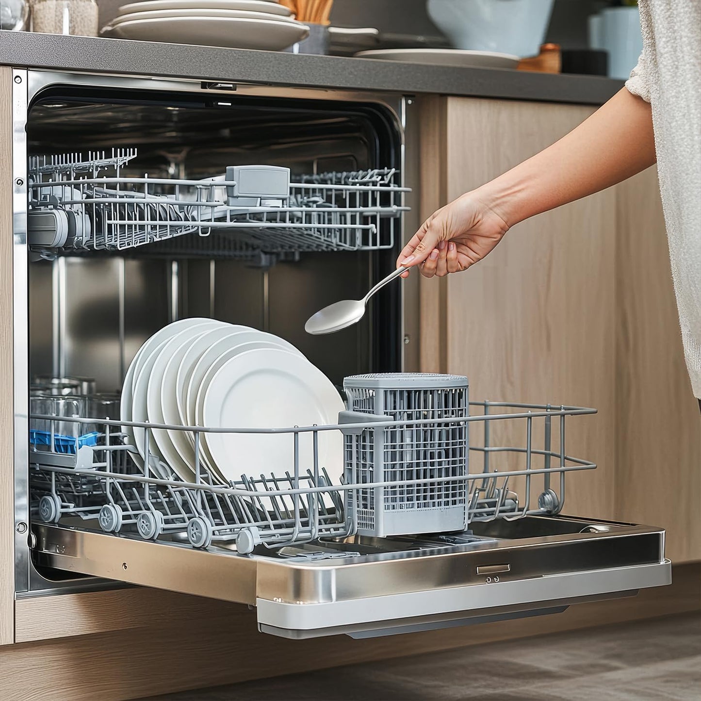 KINGSTONE 4 Piece Dinner Spoon Set, 18/10 Stainless Steel Spoons, Silver Food Grade Table spoons of 4, Metal Spoons for Home, Kitchen, Weddings, Parties or Restaurant, Dishwasher Safe-8.15inches