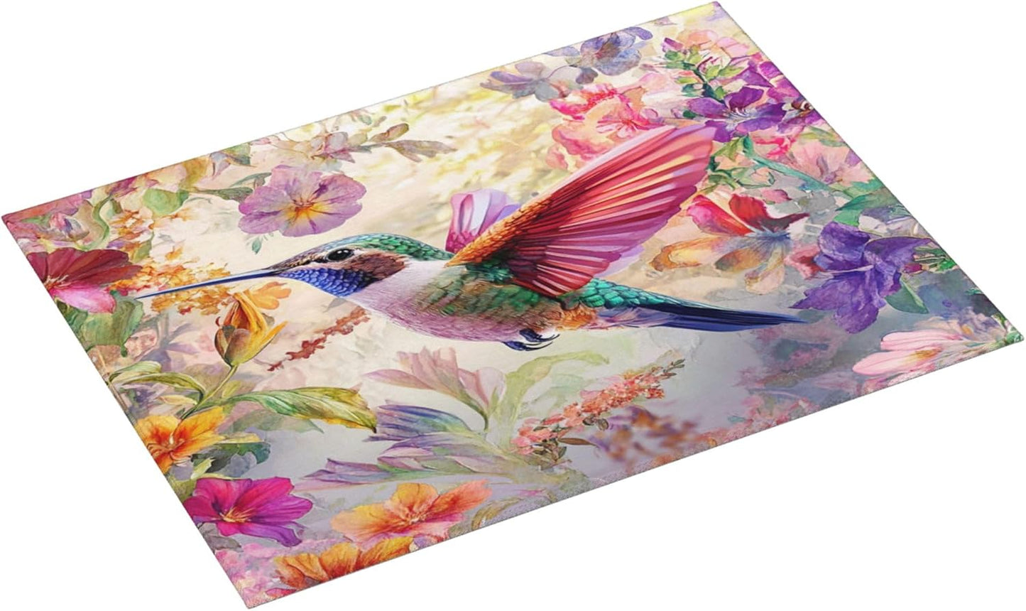 Hummingbird Dish Drying Mat for Kitchen Counter Microfiber Super Absorbent Non-Slip Dish Drying Pad for Countertops Dishes Utensils Stylish Quick-Dry Machine Washable 18x24 Inch