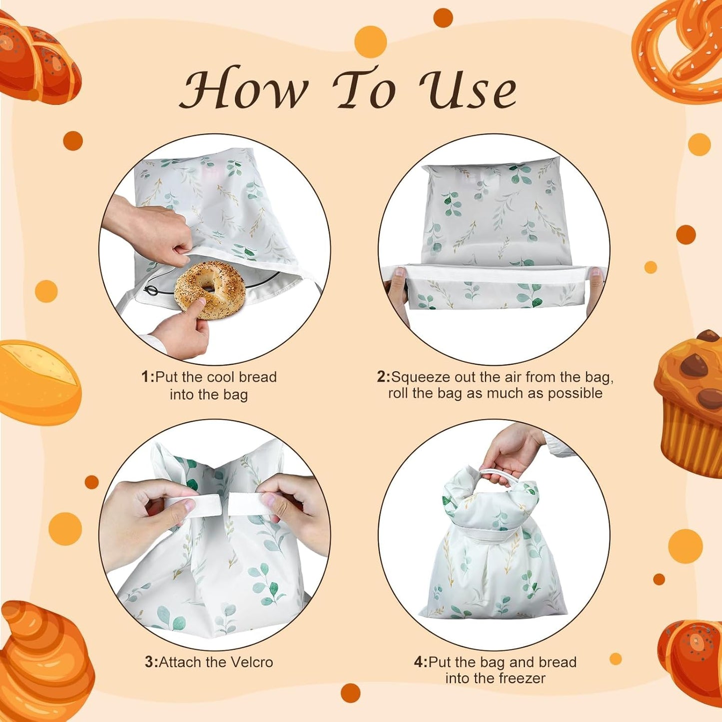 4 Pcs Bread Bags for Homemade Bread 17" x12" Reusable Sourdough Storage Bags with Foodgrade TPU Lining Food Wraps to Keeping Fresh Loaf Fresh Freezer Baker Baking Supplies (Green)