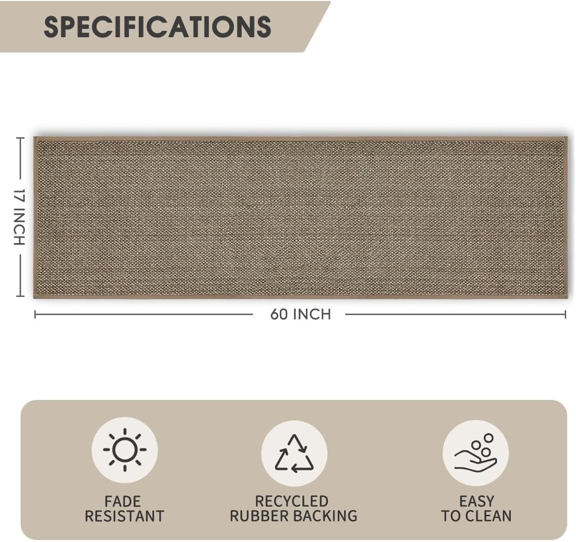 Artoid Mode Non Skid Washable Kitchen Rugs Mats Doormat, Rubber Backing Absorbent Rugs for Kitchen Door Mat Kitchen Mats Floor Mats Front of Sink 17x60 Inch