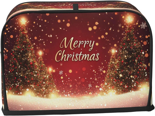 Toaster Cover 2 Slice Red Christmas Tree Snow Winter Kitchen Small Appliance Covers with Pockets Dust and Fingerprint Protection
