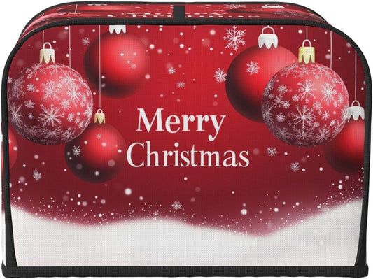 Toaster Cover 4 Slice Red Ball Christmas Pattern Kitchen Small Appliance Covers with Pockets Dust and Fingerprint Protection