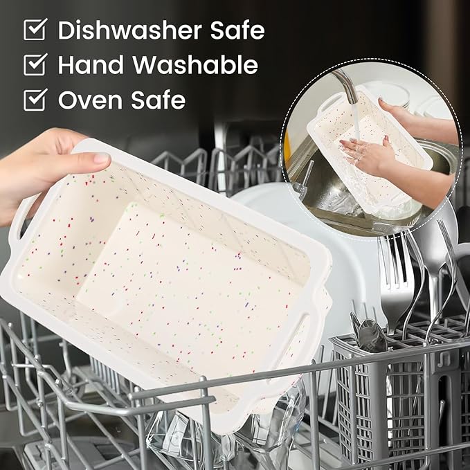 CAKETIME Silicone Loaf Pan with Metal Frame, Nonstick 10 x 4.8 x 2.3 inch Silicone Bread Pan for Baking Homemade Loaf, Bread, Meatloaf, Cake, Sandwich BPA Free