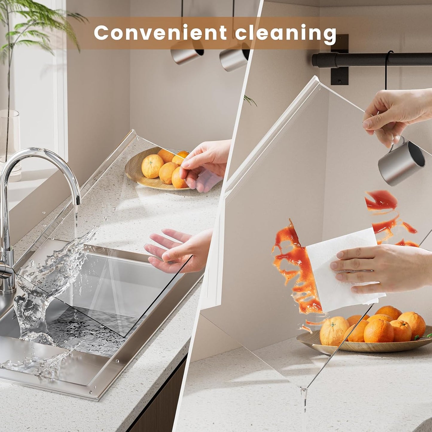 Acrylic Cutting Board with Counter Lip 3-Piece(17.5"x13.5", 16"x12", 11.5"x7.5"), Clear Non-Slip Cutting Boards for Countertop Protection, Durable Chopping Boards for Kitchen Ideal Housewarming Gifts